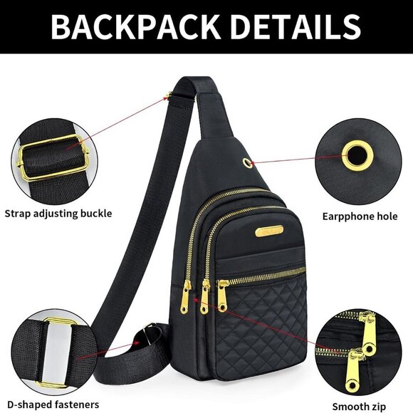 Nylon Crossbody Sling Bag for Men Women Small Capacity Multiple Use - Picture 5 of 8